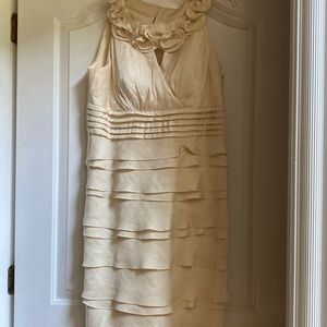 Sangria Ivory tiered ruffle sleeveless dress. Size 12